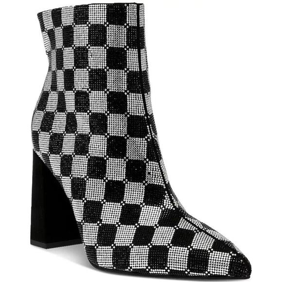 Wild Pair Ingridd Pointed-Toe Bling Dress Black White Checker Bling 8M - Picture 1 of 1